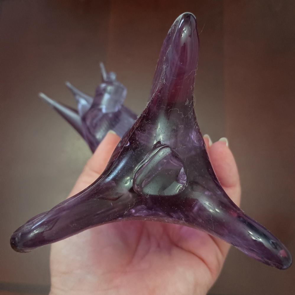 Gorgeous Purple Blown Glass Love Birds Statue Figurine Decoration - Picture 8 of 14